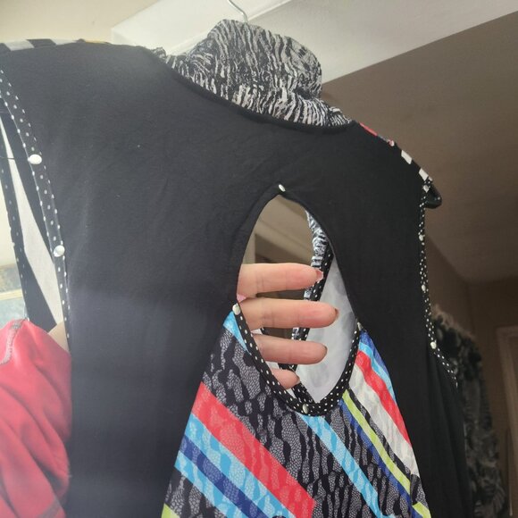 Funky - dots, stripes, multi-coloured lace, rivets Tango Mango collection Sz L - Picture 9 of 11